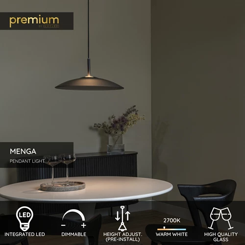 Lucide MENGA - Pendant light - Ø 40 cm - LED Dim. - 1x11W 2700K - Smoke Grey | Premium - USP